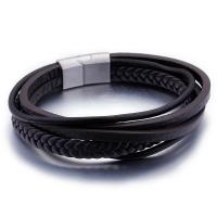 Männer Armband, Kunstleder, mit Titanstahl, plattiert, für den Menschen & Multi-Strang, keine, 220x13mm, verkauft von PC