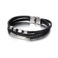 Männer Armband, Kunstleder, mit Titanstahl, plattiert, für den Menschen & Multi-Strang, keine, 235x9mm, verkauft von PC