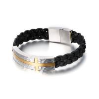 Männer Armband, Kunstleder, mit Titanstahl, plattiert, verschiedene Stile für Wahl & für den Menschen, keine, 215x13mm, verkauft von PC