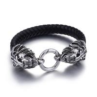 Männer Armband, Kunstleder, mit Titanstahl, plattiert, verschiedene Stile für Wahl & für den Menschen, keine, 215x12mm,26mm, verkauft von PC