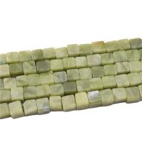 Single Gemstone Beads, Natural Stone,  Square, polished, DIY, green 