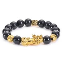 Om Mani Padme Hum Bracelet, Obsidian, with Zinc Alloy, fashion jewelry 