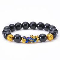 Om Mani Padme Hum Bracelet, Zinc Alloy, with Obsidian, fashion jewelry 