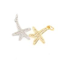 Cubic Zirconia Micro Pave Brass Pendant, Starfish, plated & DIY & micro pave cubic zirconia 20*13*1mm Approx 1mm 