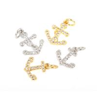 Cubic Zirconia Micro Pave Brass Pendant, Anchor, plated & DIY & micro pave cubic zirconia 16*10*1mm Approx 1mm 