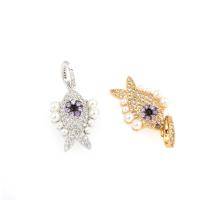 Cubic Zirconia Micro Pave Brass Pendant, Fish, plated & DIY & micro pave cubic zirconia 28*14*3mm Approx 1mm 