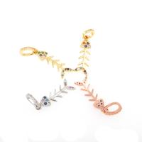 Cubic Zirconia Micro Pave Brass Pendant, Fish Bone, plated & DIY & micro pave cubic zirconia 30*6*1mm Approx 1mm 