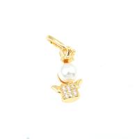 Cubic Zirconia Micro Pave Brass Pendant, plated, DIY & micro pave cubic zirconia, golden, 25*10*7mm Approx 3mm 