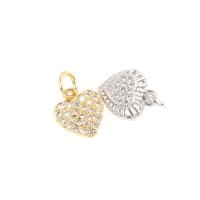 Cubic Zirconia Micro Pave Brass Pendant, Heart, plated & DIY & micro pave cubic zirconia 12*8*2mm Approx 1mm 