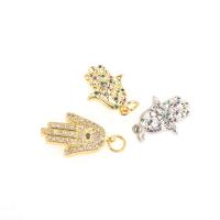 Cubic Zirconia Micro Pave Brass Pendant, Hand, plated & DIY & micro pave cubic zirconia 22*12*2mm Approx 1mm 