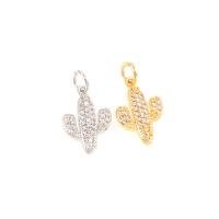 Cubic Zirconia Micro Pave Brass Pendant, Opuntia Stricta, plated & DIY & micro pave cubic zirconia 18*10*2mm Approx 1mm 