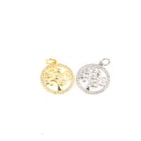 Cubic Zirconia Micro Pave Brass Pendant, Round, plated & DIY & micro pave cubic zirconia 17*16*2mm Approx 2mm 