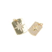 Cubic Zirconia Micro Pave Brass Pendant, Rectangle, plated & DIY & micro pave cubic zirconia 17*13*1mm Approx 1mm 