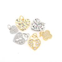 Cubic Zirconia Micro Pave Brass Pendant, Heart, plated, DIY & micro pave cubic zirconia 20*16*4mm Approx 2mm 