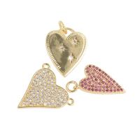 Cubic Zirconia Micro Pave Brass Pendant, Heart, plated, DIY & micro pave cubic zirconia 16*16*1mm Approx 1.4mm 