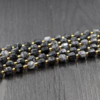 Perles Quartz rutile, Quartz rutile noir, poli, DIY & normes différentes pour le choix & facettes, noire, Vendu par brin