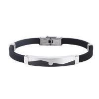 bracelet de cordon en PU , acier inoxydable, avec cuir PU, unisexe, noire, 47mm Vendu par PC