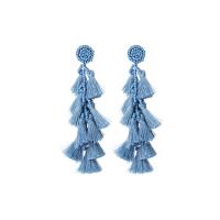 Fashion Tassel Earring, Seedbead, with Polyester, folk style & for woman 120mm 