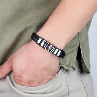 Männer Armband, Mikrofaser PU, mit 316 L Edelstahl, Modeschmuck, schwarz, 12mmX6mm, verkauft von Strang