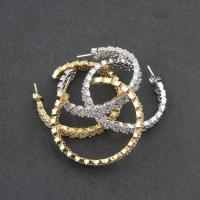 Brass Hoop Earring, Donut, plated, DIY & micro pave cubic zirconia 36.5*34.5*4.5mm 