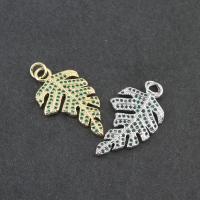 Colgante de Micro Pavé de Zirconía Cúbica, metal, Hoja, chapado, Bricolaje & micro arcilla de zirconia cúbica, más colores para la opción, 27.5*15.5*2mm, Vendido por UD