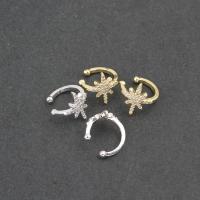 Earring Cuff and Wraps, Brass, Hexagram, plated, DIY & micro pave cubic zirconia 13*13*12mm 