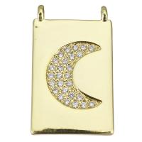 Colgante de Micro Pavé de Zirconía Cúbica, metal, chapado en color dorado, micro arcilla de zirconia cúbica, 13.5x22x3mm, agujero:aproximado 1.5mm, Vendido por UD