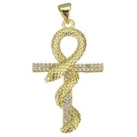 Colgante de Micro Pavé de Zirconía Cúbica, metal, chapado en color dorado, micro arcilla de zirconia cúbica, 20x34x4mm, agujero:aproximado 3.5mm, Vendido por UD