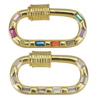 Fashion Carabiner Key Ring, Brass, gold color plated, micro pave cubic zirconia 