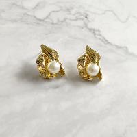 Pendientes de Perno de Aleación de Zinc, con Perlas plásticas, chapado en color dorado, para mujer, Blanco, 20x30mm, Vendido por Par