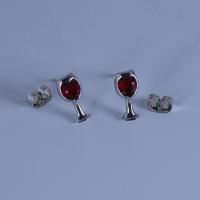 Pendientes de Perno de Aleación de Zinc, con cúbica circonia, Joyería, Rojo, 1.2x0.5cm, Vendido por Par