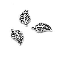 Pendentifs feuilles en alliage de zinc , Placage, différentes couleurs et motifs pour le choix & DIY, couleur métallique plaquée, 15*7*1mm Environ 1mm Vendu par sac