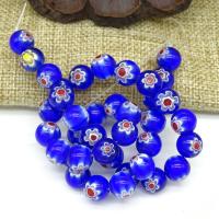 Raffinierte Glasperlen, Lampwork, rund, plattiert, DIY & verschiedene Größen vorhanden, blau, verkauft von Strang