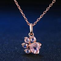 Collier zircon cubique de zinc Alloy, alliage de zinc, avec zircon cubique, bijoux de mode, couleur or rose, 46+5cm, Vendu par brin