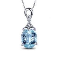 Zinc Alloy Cubic Zirconia Necklace, with Cubic Zirconia, fashion jewelry, light blue, 45+5cm 