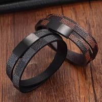 Männer Armband, Edelstahl, mit Mikrofaser PU, plattiert, Modeschmuck, keine, verkauft von Strang