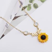 Edelstahl Schmuck Halskette, Sonnenblume, Modeschmuck, goldfarben, verkauft von Strang