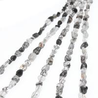 Gemstone Chips, Black Rutilated Quartz, polished, DIY black 