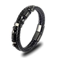 Männer Armband, 316 Edelstahl, mit Mikrofaser PU, plattiert, Modeschmuck, keine, verkauft von Strang