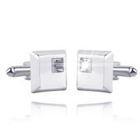 Zinc Alloy Cufflinks, silver color plated, durable & for man & with rhinestone 