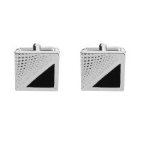 Zinc Alloy Cufflinks, silver color plated, durable & for man, black 