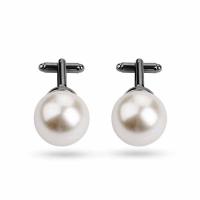 Zinc Alloy Cufflinks, with Plastic Pearl, plated, durable & for woman 