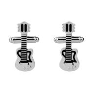 Zinc Alloy Cufflinks, silver color plated, durable & for man, black 