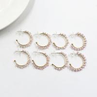 Zinc Alloy Hoop Earring, with Plastic Pearl, fashion jewelry 