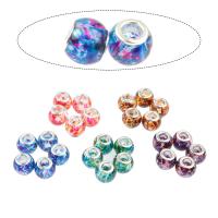 verre perle à grand trou, Rond, différentes couleurs et motifs pour le choix & DIY, plus de couleurs à choisir, 10*12mm Vendu par sac