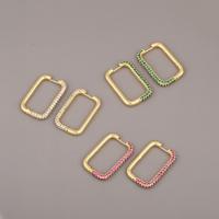 Brass Hoop Earring, gold color plated, micro pave cubic zirconia & for woman 