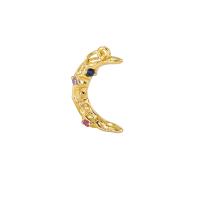 Cubic Zirconia Micro Pave Brass Pendant, Moon, gold color plated, micro pave cubic zirconia & for woman 