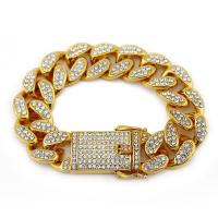 Zinc Alloy Rhinestone Bracelets, plated, Unisex & with rhinestone 18mm Approx 8 Inch 