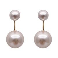 Boucle d'oreille en alliage de zinc en plastique perle, avec perle de plastique, bijoux de mode & pour femme, 30mm, Vendu par paire