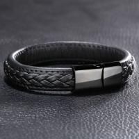 Männer Armband, 316 Edelstahl, mit Mikrofaser PU, plattiert, Modeschmuck, keine, verkauft von Strang